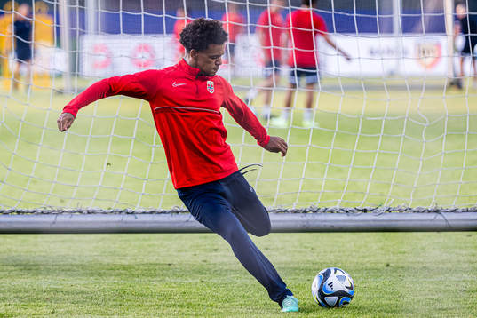 Oscar Bobb of the Norwegian under-21 national football team