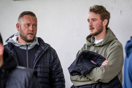 Helsingborgs klubbchef Joel Sandborg och Rasmus Jönsson