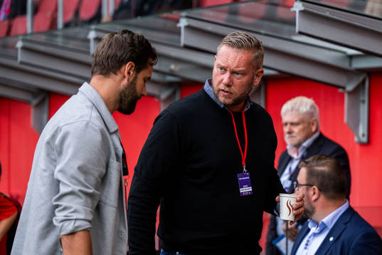 Helsingborgs tillförordnade sportchef  Mikael Dahlberg och klubbdirektör Joel Sandborg
