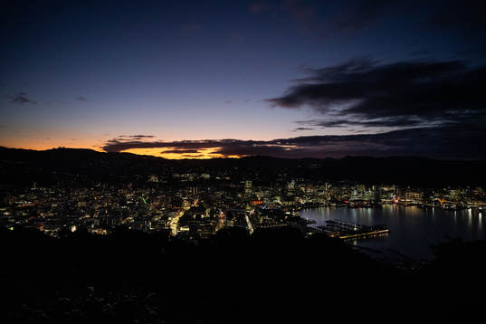 The city of Wellington is seen at dusk