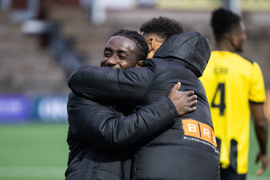Ibrahim Sadiq and Tobias Sana of BK Häcken celebrate