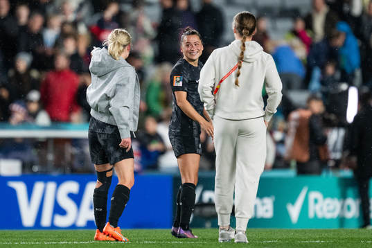 Ali Riley of New Zealand celebrates
