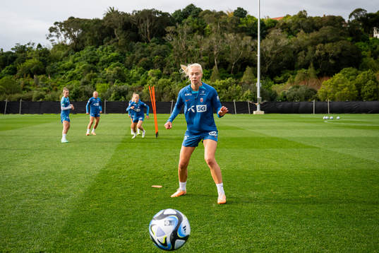 Sara Hørte of the Norwegian women’s national football team at a training session