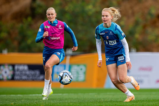 Malin Brenn of the Norwegian women’s national football team at a training session