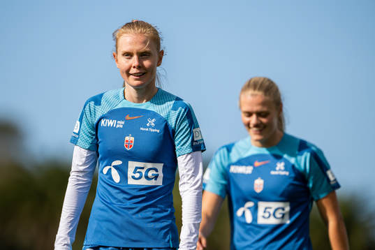 Malin Brenn of the Norwegian women’s national football team at a training session