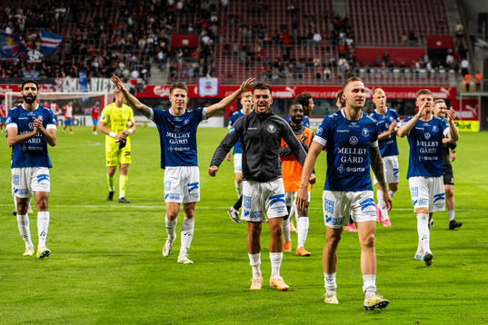 Trelleborgs Haris Brkic och Filip Bohman jublar