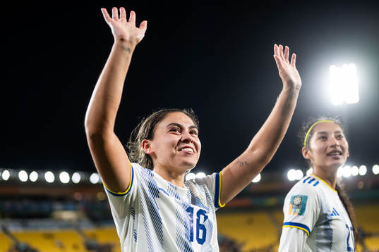 Sofia Harrison of Philippines celebrates