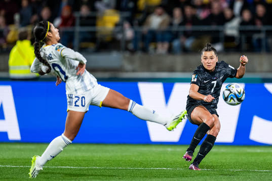 Quinley Quezada of Philippines and Ali Riley of New Zealand