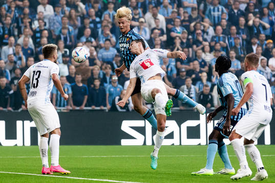 Lucas Bergvall of Djurgården and Marco Burch of Luzern