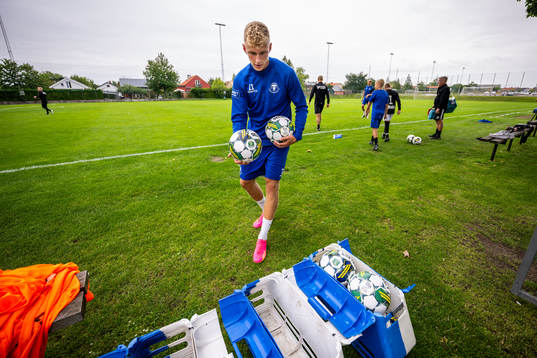 Liam Olausson en träning med Trelleborg den 29 juli 2023 i Trelleborg. 