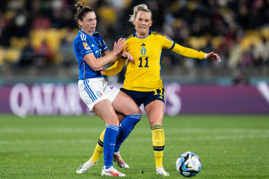 Cecilia Salvai of Italy and Stina Blackstenius of Sweden