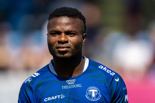 Trelleborgs Henry Offia  fotbollsmatchen i Superettan