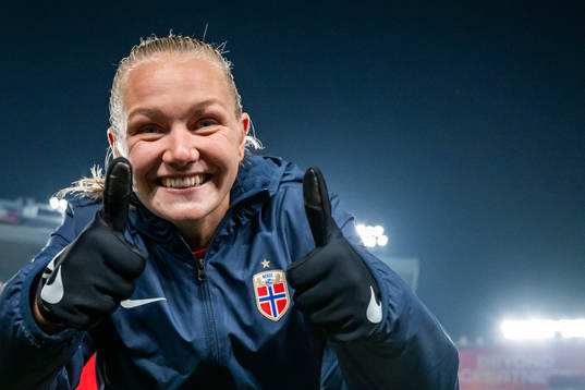 Frida Maanum of Norway celebrates