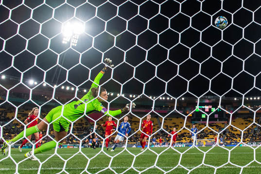 Mina Tanaka of Japan (not pictured) scores 4-0 behind