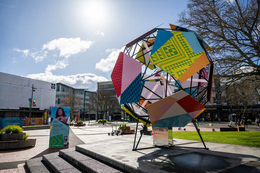  General view of a sculpture in Hamilton Square as part of the 