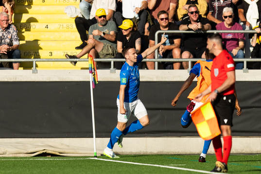 Arni Frederiksberg of Klaksvik celebrates
