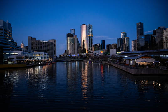 General view of the city and the River Yarra