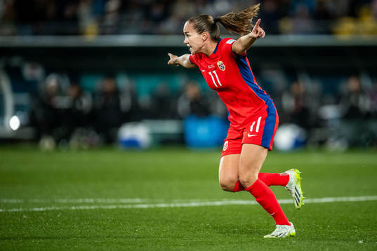 Guro Reiten of Norway celebrates after 1-1