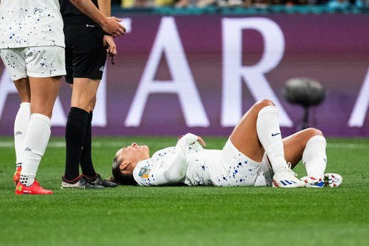 Trinity Rodman of USA in pain