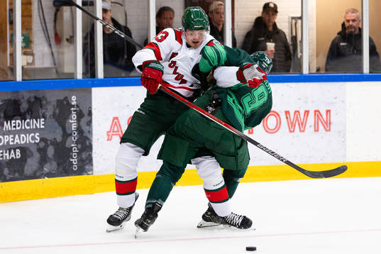 Frölundas Linus Högberg och Färjestads Patrik Lundh