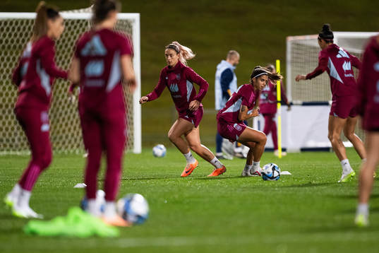 Alexia Putellas and Alba Redondo of the Spanish women's