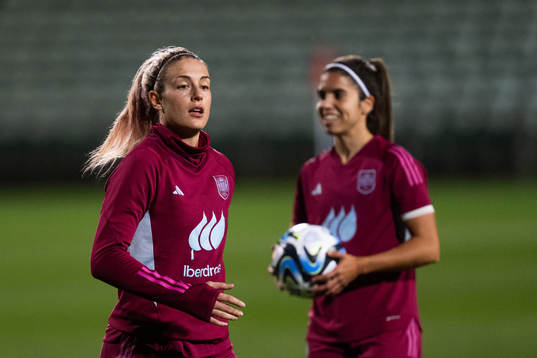 Alexia Putellas and Alba Redondo of the Spanish women's