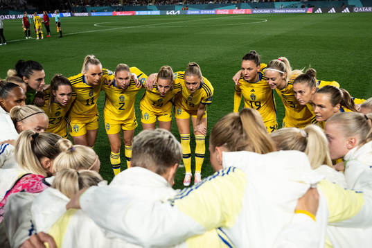 Players of Sweden ahead of the FIFA Women's World Cup semifinal between Spain and Sweden on August 15, 2023 in Auckland. 