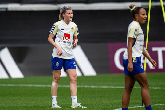 Olivia Schough of the Swedish women's national football team at a training session