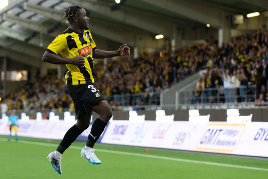 Ibrahim Sadiq of Häcken celebrates scoring 4-0 from the