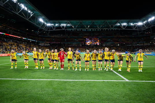 Players of Sweden celebrate with their bronze medals