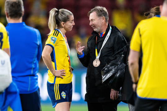 Linda Sembrant and Head coach Peter Gerhardsson of Sweden