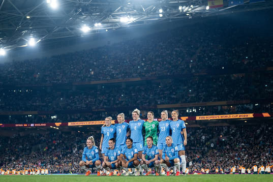 The starting eleven of England ahead of the FIFA Women's World Cup final between Spain and England on August 20, 2023 in Sydney. 