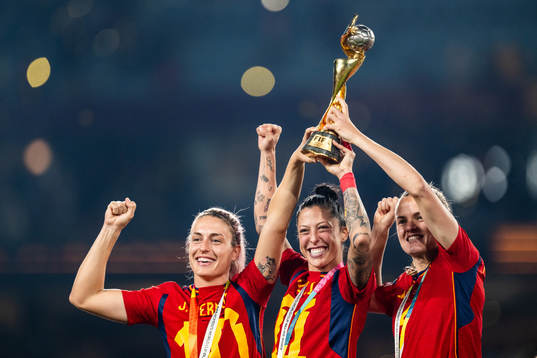 Alexia Putellas, Jennifer Hermoso and Laia Codina of Spain