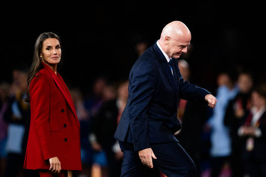 Queen Letizia of Spain and FIFA president Gianni Infantino