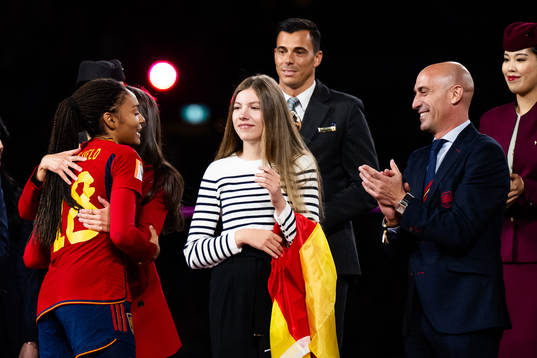 Princess Sofia and Queen Letizia of Spain hand out the FIFA