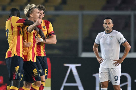  
Pontus Almqvist of Lecce celebrates after scoring 1-1 during the Serie A  match between Lecce and Lazio on August 20, 2023 in Lecce.
BILDBYRÅN