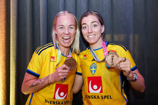 Caroline Seger and Linda Sembrant of Sweden