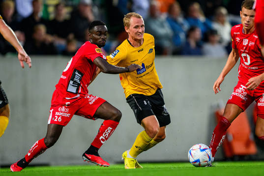 Elfsborgs Emmanuel Boateng och Lunds BKs André Kamp