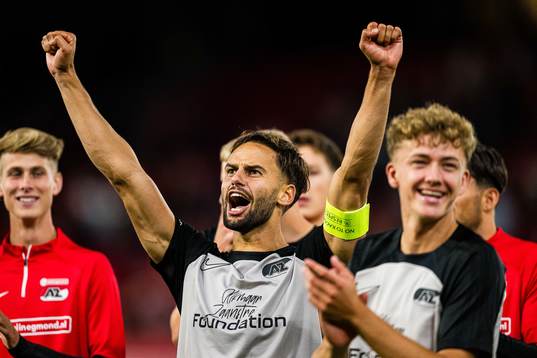 Pantelis Chatzidiakos of AZ Alkmaar celebrates