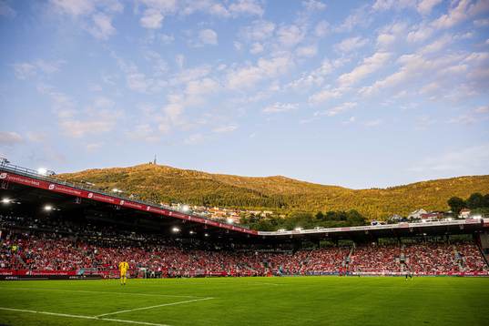 Spectators in the stands at Brann Stadion