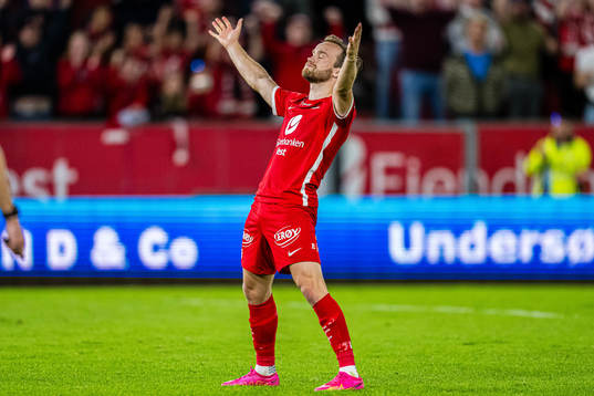 Bård Finne of Brann afterer scoring on a penalty kick