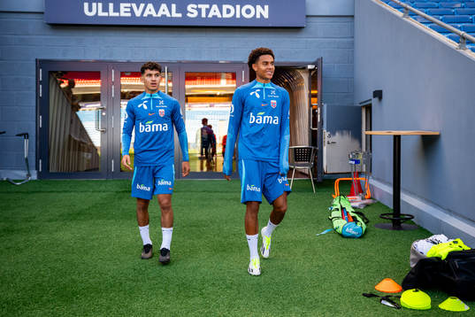 Osame Sahraoui and Antonio Nusa of the Norwegian national