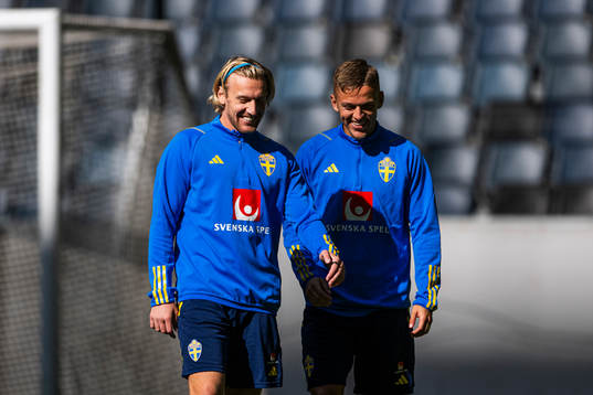 Emil Forsberg and Jesper Karlsson of the Swedish national