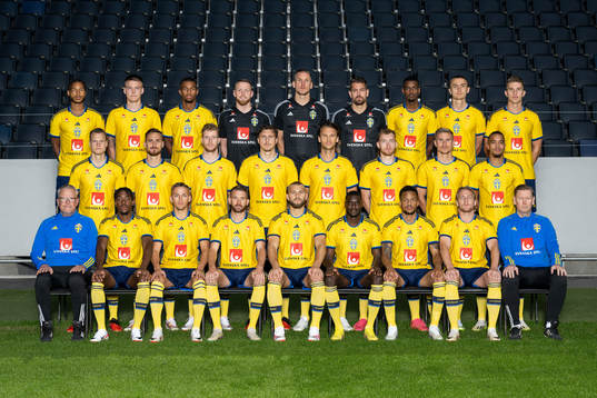 Players and coaching staff of the Swedish national football