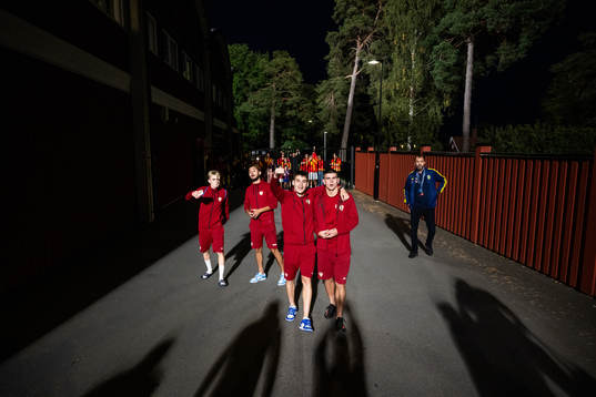 Players of North Macedonia celebrate