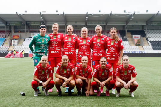 Örebros startelva innan fotbollsmatchen i Damallsvenskan