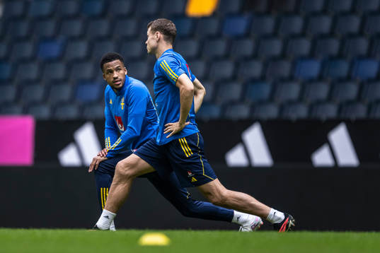 Martin Olsson of the Swedish national football team at a training session