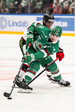 Rögles Brady Ferguson och Malmö Redhawks Lukas Wernblom
