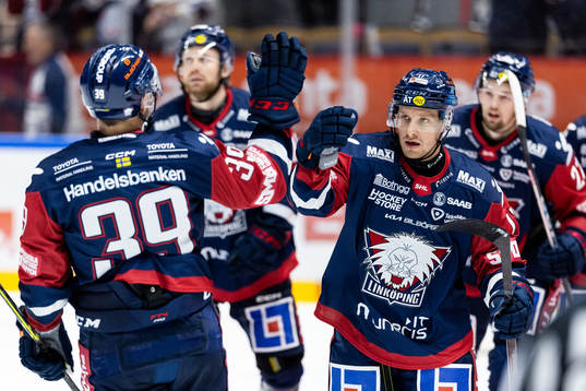 Linköpings Sebastian Strandberg jublar medlagkamrater
