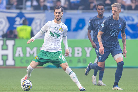 Hammarbys Adi Nalic och Malmö FFs Søren Rieks